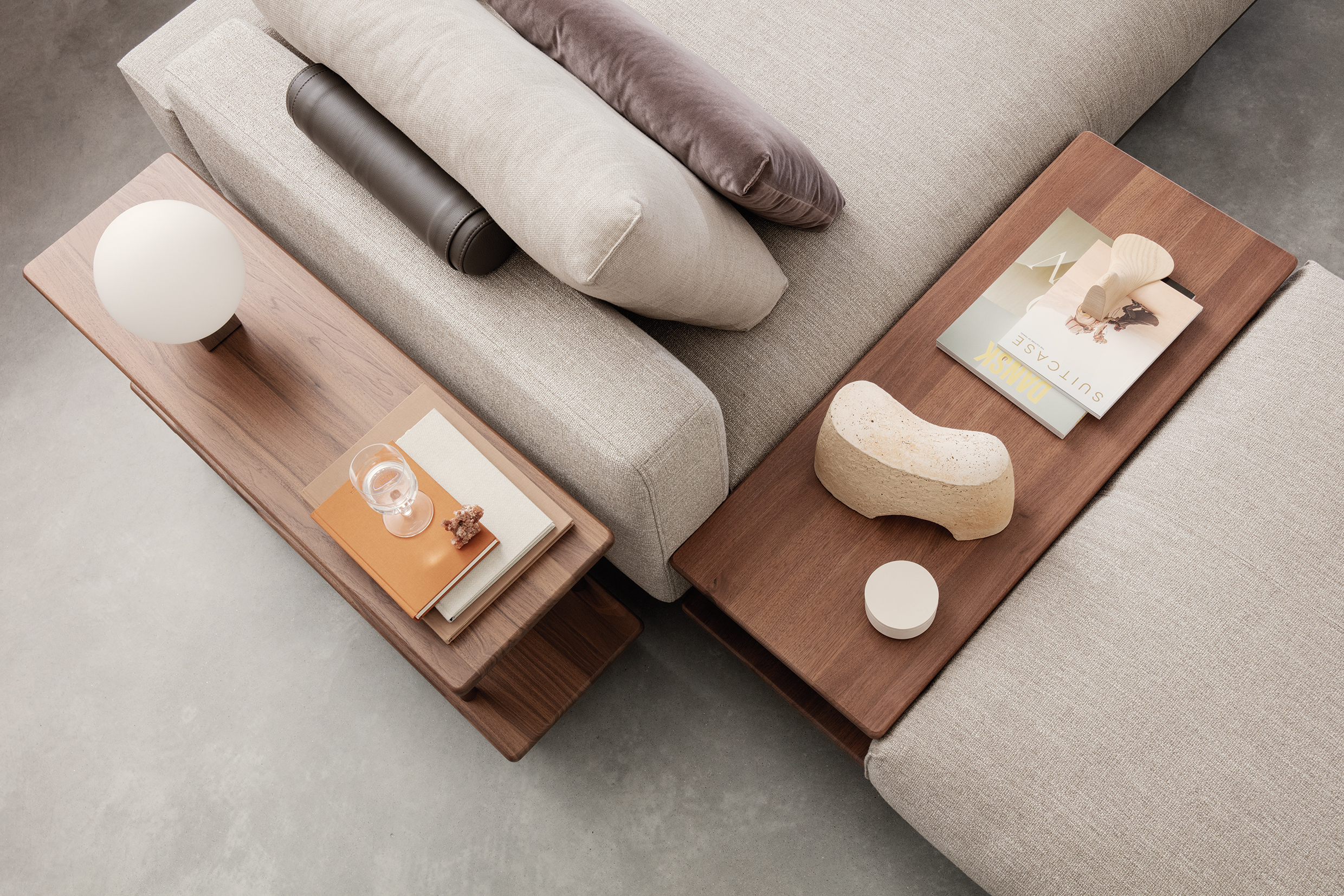 Rolf Benz VOLO Sofaregal und Couchtisch 933 Nussbaum Wohndesign Maierhofer