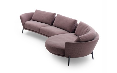 Leolux Rego Sofa Stoff braun Ecksitz rund Wohndesign Maierhofer