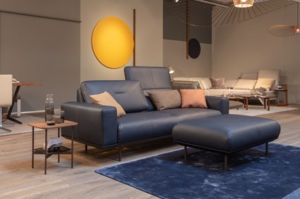 Rolf Benz YUNA Sofabank Leder mit Hocker Wohndesign Maierhofer