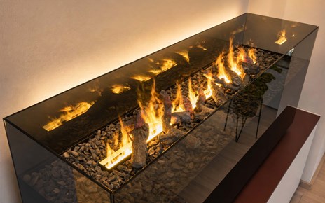 Innenarchitektur Wohnzimmer Loft Effektfeuer (c) Wohndesign Maierhofer