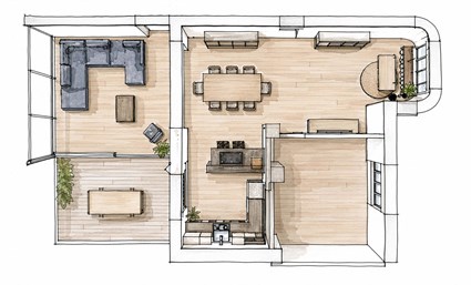 Innenarchitektur Grundriss Raumplanung Wohnraum Wien (c) Wohndesign Maierhofer